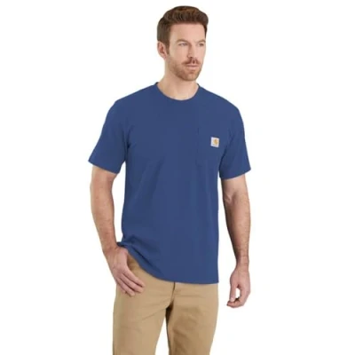 Image of Carhartt Men&#039;s K87 Pocket S/S T Shirt Work Utility, Deep Ocean, XS