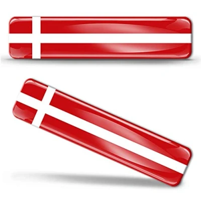 Image of Biomar Labs® 2 x 3D Domed Silicone Stickers Decals Denmark National Danish Flag Car Motorcycle Helmet F 6