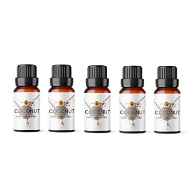 Image of Aroma Energy Coconut Fragrance Oil 50ml (5 x 10ml) Highly Scented for Making Candle, Soap, Wax Melt, Diffuser etc