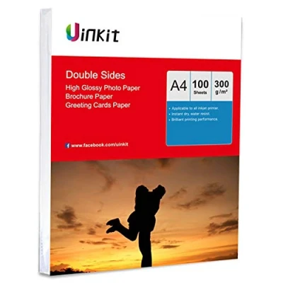 Image of A4 Double Sided Glossy Photo Paper Uinkit 100 Sheets Thick 300gsm for Inkjet Printing Only