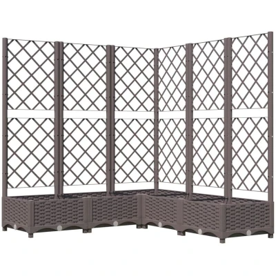 Image of vidaXL Garden Planter with Trellis Brown 120x120x121.5 cm PP