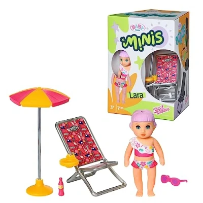 Image of BABY born Minis Playset Summertime with Lara 906132 7cm Doll Exclusive Accessories and Moveable Body for Realistic Play Suitable Kids From 3+ Years