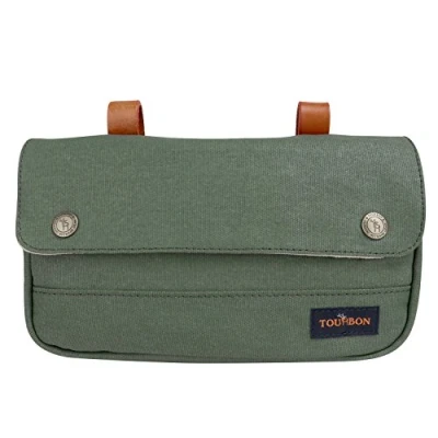 Image of Tourbon Waterproof Canvas Bike Panniers Bicycle Pouch Handlebar Bag Green