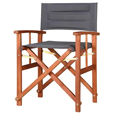 Image of CASARIA® Cannes Directors Chair Foldable Wooden Garden Bistro Cafe Restaurant Patio Balcony Outdoor Furniture Seat Pop Up Folding Makeup Artist Fishing Camping Anthracite
