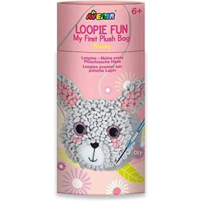 Image of Avenir Loopie Fun Bunny Bag Craft Kit, Grey and Pink