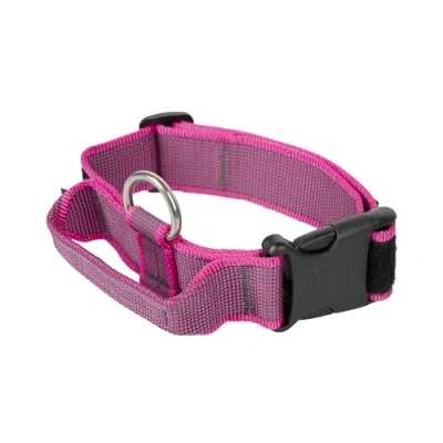 Image of Julius K9 Color and Gray Collar with Handle, Safety Lock Interchangeable Patch, 40 mm (38 53 cm), Pink