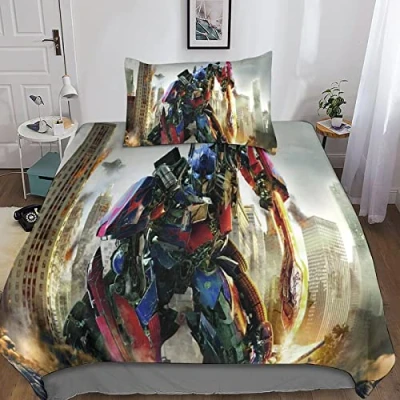 Image of KRIVS Transformers Bedding Sets 3D Comforter Cover Duvet Set For Kids Decor Quilt 3 Piece with Zipper Closure Soft Microfiber Single（135x200cm）