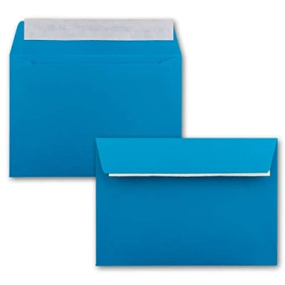 Image of Colourful Envelopes C6 11.4 x 16.2 cm with Adhesive 50 Umschläge 52 Azure Blue