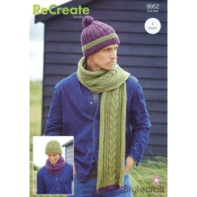 Image of Stylecraft 9952 Adult Chunky Accessories Knitting Pattern