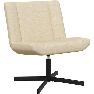 Image of vidaXL Accent Chair Cream Polyester Upholstery, Metal Base Medium Swivel