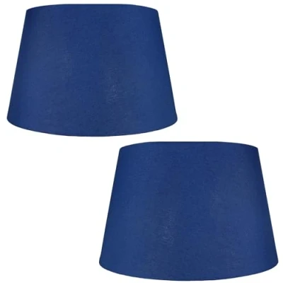 Image of Cotton Drum Shade Navy Blue, 10 inch Easy Fit ES/BC for Living Rooms, Bedrooms, hallways and Kitchens, Pendant Lampshades or Shades Table Lampss (2, Blue)