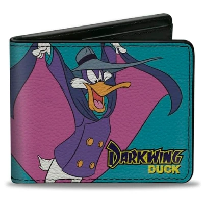 Image of Buckle Down Men&#039;s Bifold Darkwing Duck Wallet, 4.0&quot; x 3.5&quot;