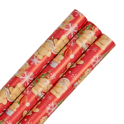 Image of Hallmark Christmas Wrapping Paper Pack 3 Rolls in 1 Cute Festive Design
