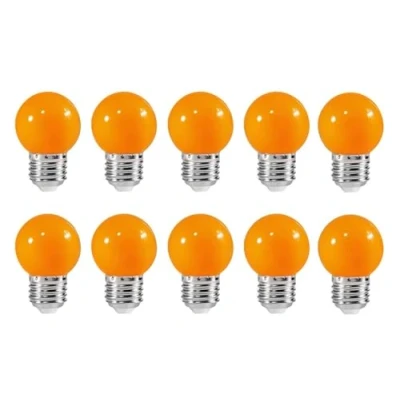Image of ZFQ 10 Pack E27 Bayonet Colored LED Light Bulbs 2W G45 Golf Ball Mini Globe Bulb Lighting Bulbs,Orange for Outdoor Indoor String Patio Garden Party Christmas, Tree, Fairy Night Lights