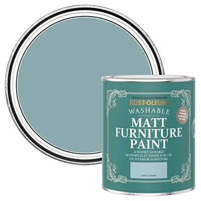 Image of Rust Oleum Blue Furniture Paint in Matt Finish Little Cyclades 750ml