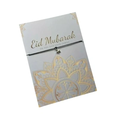 Image of UNIQUEPGIFTS Eid Mubarak Gifts, Wish Bracelet, Gifts For Family Friends Sister Brother, Cards, Ramadan Card, Card