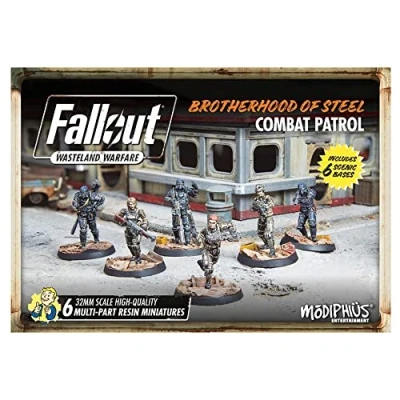 Image of Flat River Group Fallout Wasteland Warfare: Brotherhood of Steel Combat Patrol 6 Miniature, Unpainted, 32mm Figure, RPG