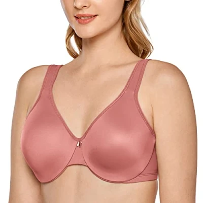 Image of Delimira Women&#039;s Minimiser Bra Plus Size Underwired Full Cup Non Padded Seamless Support T Shirt Clove 38C