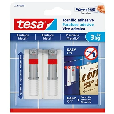 Image of Tesa 77765 00001 00 Adhesive Adjustable Screw for Tiles and Metal (3kg)