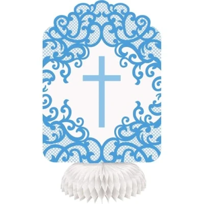 Image of Fancy Blue Cross Honeycomb Decorations (20cm) Unique, Versatile &amp; Stunning Design Perfect for Parties Events 3ct