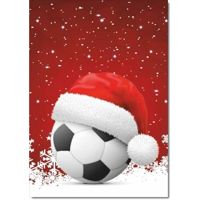 Image of doodlecards Blank Christmas Card Santa Hat Football with Red Sky Medium Size Plain Envelope