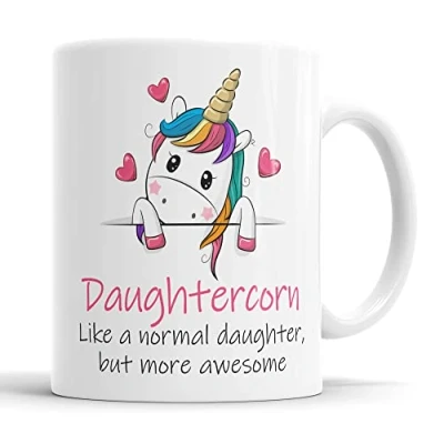 Image of Daughtercorn Mug Daughter Unicorn Cup for Fathers Day Birthday Christmas Funny Present