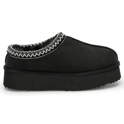 Image of Polar Women s Platform Slippers Faux Suede with Sheepskin, Flexible Waterproof Anti Slip Rubber Soles, Aztec Fur Lined Ons, Winter Ladies Walking Shoes for Indoor &amp; Outdoor Black UK 4