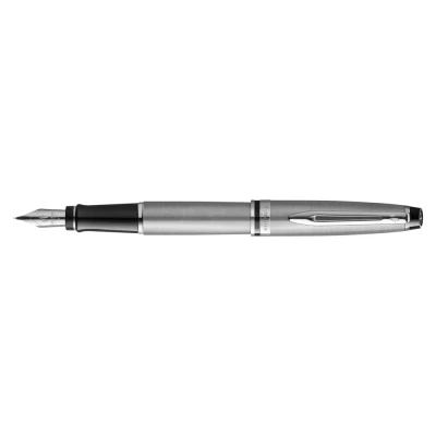 Image of Waterman Expert Fountain Pen Stainless Steel with Chrome Trim Medium Nib Gift Box