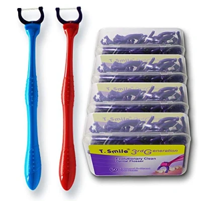 Image of TEEsmile Evolutionary Clean Dental Flossers, Kit of Handle(s) Plus Refillable Heads (2 Long Handles, +200 Tightened 2 Strand Refills)