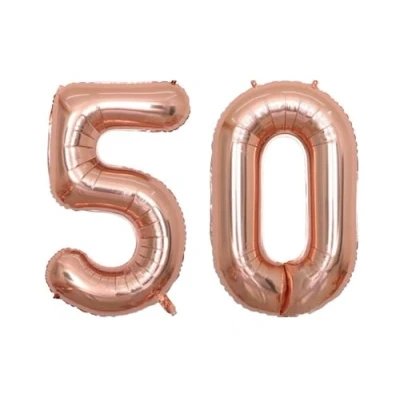 Image of Rose Gold Number 50 Large Helium Foil Balloon Birthday Party Wedding Anniversary Decoration 101cm