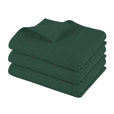 Image of Pagnanno.Hotel Quality Kitchen tea Towels &amp; Waffle Weave towelProfessional Cotton 45x70cmAbsorbent Fast Drying Dish Towels,Kitchen and Bar (Pack of 3 (45x70cm), Emerald Green)