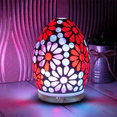 Image of lesser and pavey LP47494 Egg Shaped Humidifier Pink Flower Mosaic Design 1 Pc, H15cm