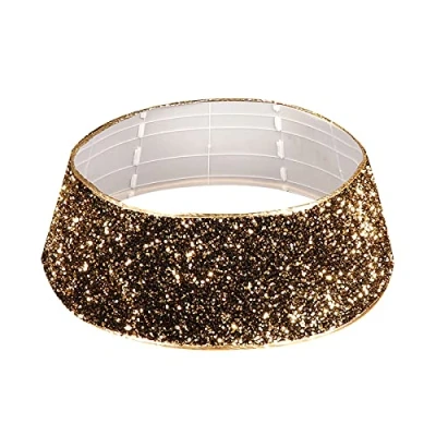 Image of EESLL 30 Christmas Tree Collar,Glitter Ring,Christmas Skirt,Willow Skirt Base Stand Cover Xmas Decoration (Gold), 77cm/30.3 inch