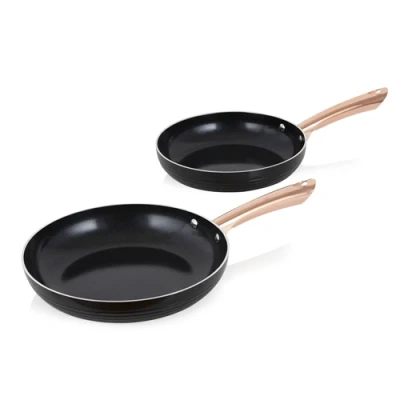 Image of Tower Linear Rose Gold 2 Piece Frying Pan Set Black