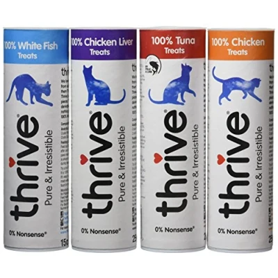 Image of Thrive Cat Treats Assorted Chicken, White Fish, Tuna &amp; Chicken Liver,(Pack of 4)