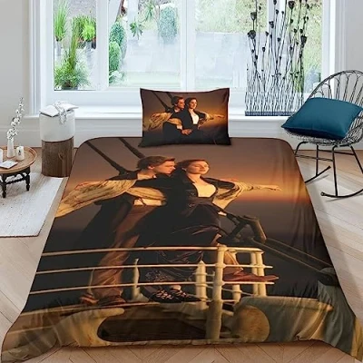 Image of BYTUGI Titanic Duvet Cover Set for Kids Adults Bed 3D Printed Microfiber Quilt Hidden Zipper Closure Bedspread Bedroom Bedding Single（135x200cm）