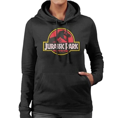 Image of Jurassic Park Classic Logo Women&#039;s Hooded Sweatshirt Black