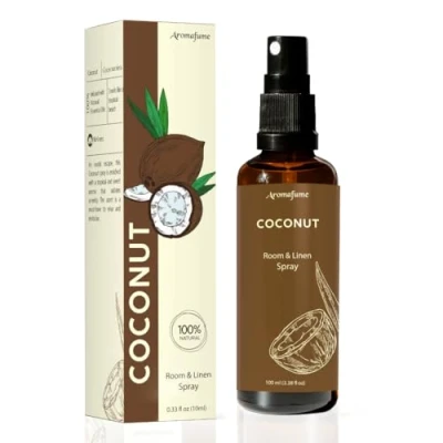 Image of Coconut Room, Linen &amp; Pillow Spray by Aromafume 100ml/3.38 fl oz with Pure Essential Oil Aromatherapy for Relaxation, Sleep Stress Relief Mist Bedding, Fabrics