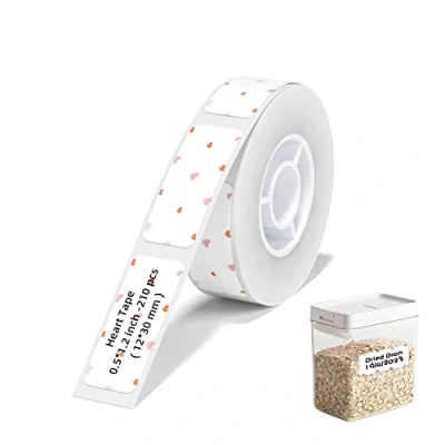 Image of NIIMBOT D11 D110 D101 H1S Label Tape, Thermal for Home Office Organization, Waterproof Sticker 0.55&quot;x1.96&quot;(12x30mm), 130 per Roll (Heart)