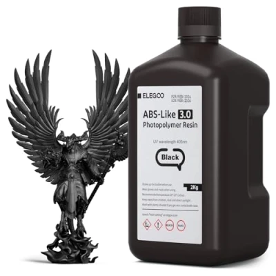 Image of ELEGOO ABS Like 3D Printer Upgraded Resin 3.0 Black 2kg, 405nm UV Curing Photopolymer for LCD Printing