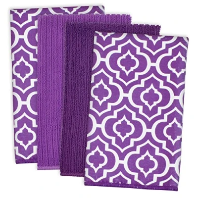 Image of DII Multi Purpose Microfiber, Eggplant Lattice, Dishtowel Set