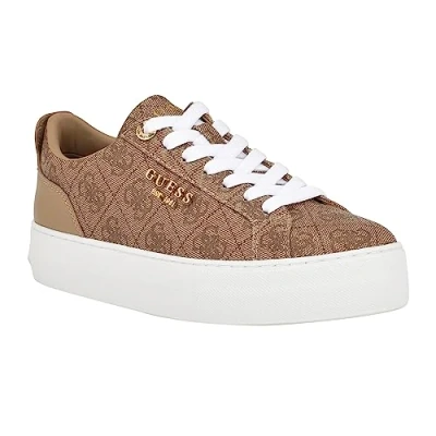 Image of GUESS Women&#039;s Genza Sneaker, Latte Multi 110, 6 UK