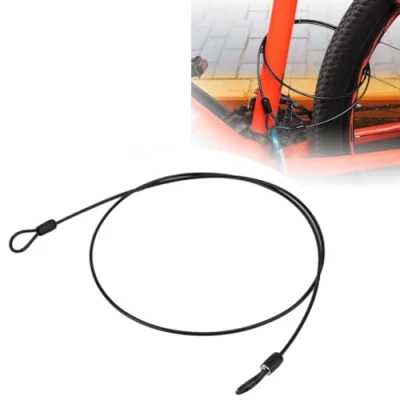 Image of Security Steel Cable, Double Looped Stainless Lock Cable for Bicycle, Loop Bicycle Scooter Lock(Black )