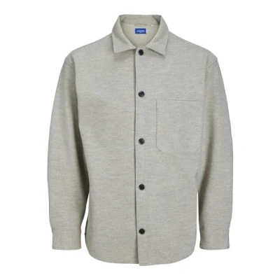Image of JACK &amp; JONES Men&#039;s Jorzac Melange Overshirt Ls Sn Polo Shirt, Peyote, L