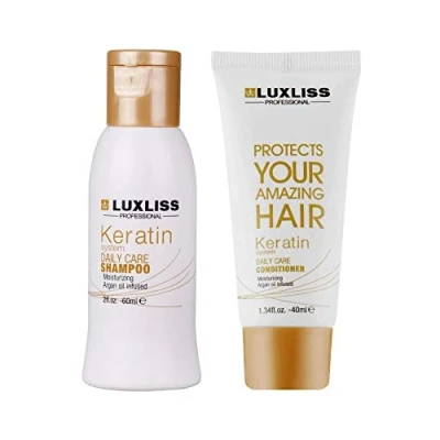 Image of Luxliss Keratin Daily care Shampoo&amp;Conditioner Argan oil infused Travel Kit (60ml&amp;40ml)