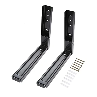 Image of Hniuyun Universal Wall Mounted Microwave Brackets ,Foldable Arm Adjustable Extensible Hanging Oven Stand Shelf Rack Load 99 lb (Black)