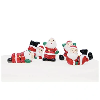 Image of Anniversary House 5pcs Fun Santa Plastic Cake Topper Picks Christmas Decorations, Toppers, Yule Log Traditional Non Edible BX163 UK