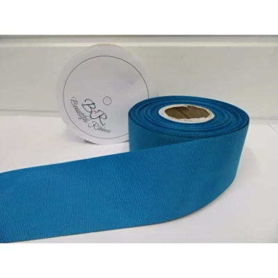 Image of Beautiful Ribbon 2 metres of 50mm Grosgrain Ribbed Dark Turquoise Peacock Blue Double Sided 50 mm 5cm 2&quot; Inch