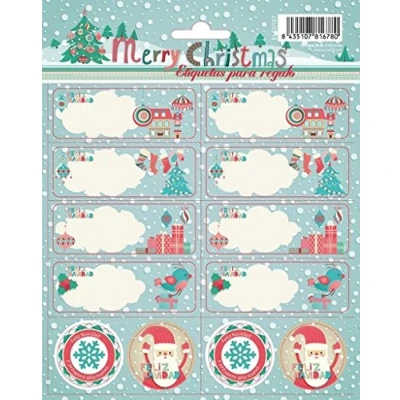 Image of Grupo Erik Merry Christmas Labels Sticky Food Stickers Self Adhesive Gift Tag School