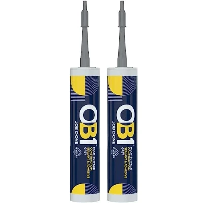 Image of OB1 Multi Surface Construction Sealant &amp; Adhesive, Excellent Chemical Resistance, Water Resistant, Weather (Grey Twin Pack)